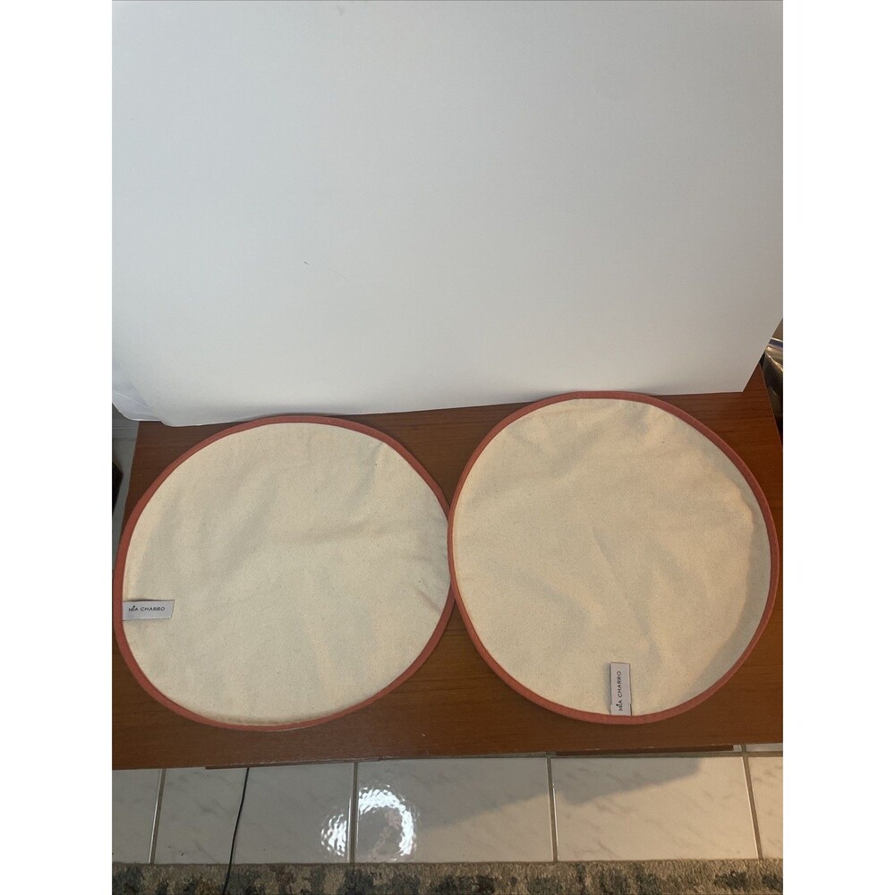 Mia Charro Fabric Fox Tea 2 Circle Placemats Linen Decor 14.5” - Picture 4 of 6